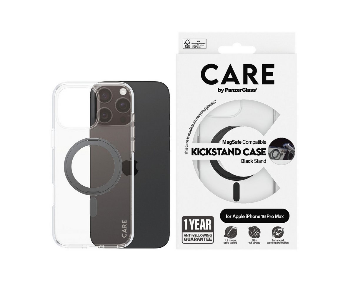 CARE by PanzerGlass Handyhülle Kickstand Case für Apple iPhone 16 Pro Max, Backcover, Schutzhülle, Handyschutzhülle, Case, Schutzcase, stoßfest von CARE by PanzerGlass