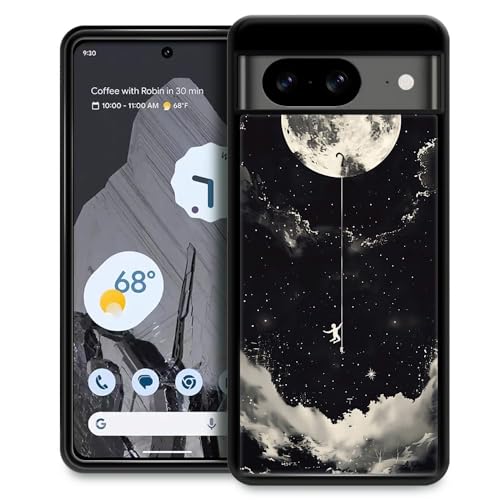 CARLOCA Kompatibel mit Google Pixel 8 Hülle, Motiv: Klettern des Mondes, ultra-Schutz, stoßfest, weiches Silikon, TPU, rutschfeste Rückseite für Google Pixel 8 von CARLOCA