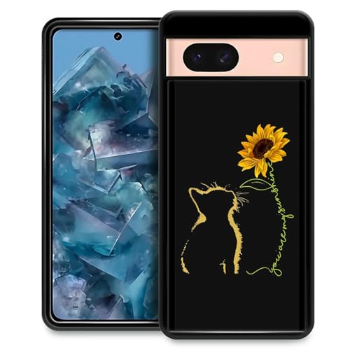 CARLOCA Kompatibel mit Google Pixel 8A Hülle, gelbe Katze Sonnenblumen-Hüllen für Mädchen und Jungen, modisches Grafikdesign, stoßfest, kratzfest, Fallschutz für Google Pixel 8A Hülle von CARLOCA