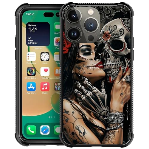 CARLOCA Kompatibel mit iPhone 12 Pro Max Hülle, Tag der Toten Skelett Mädchen Liebe Muster für Mädchen Ultra Schutz Stoßfest Weich Silikon TPU Rutschfeste Rückseite von CARLOCA