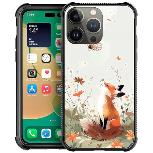 CARLOCA Kompatibel mit iPhone 13 Pro Max Hülle, Fuchs Schmetterling Wald Tier Muster für Mädchen Ultra Schutz Stoßfest Weich Silikon TPU Rutschfeste Rückseite von CARLOCA