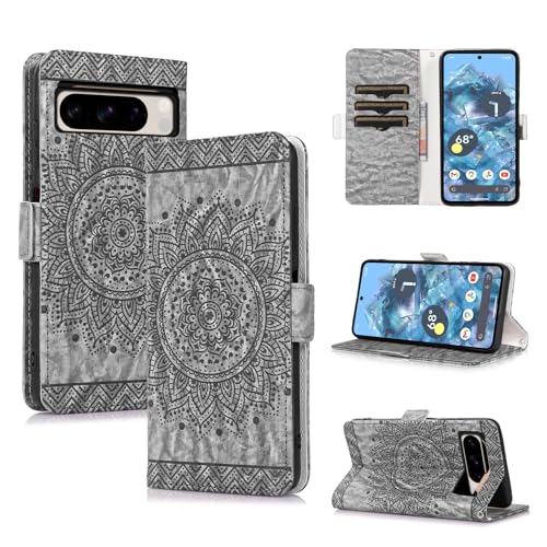 CASAFUNY Handyhülle für Google Pixel 8 Pro Hülle, PU Lederhülle Flip Wallet Case für Pixel 8 Pro, Magnetische Schutzhülle mit Kartenfächern Ledertasche Klapphülle für Google Pixel 8 Pro, Schwarz von CASAFUNY