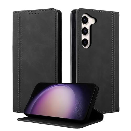 CASAFUNY Handyhülle für Samsung Galaxy S23 Hülle Leder Flip Wallet Stoßfeste Case Klapphülle für Samsung S23 5G Tasche Kartensteckplätzen Schutzhülle für Samsung Galaxy S23 5G, Schwarz von CASAFUNY