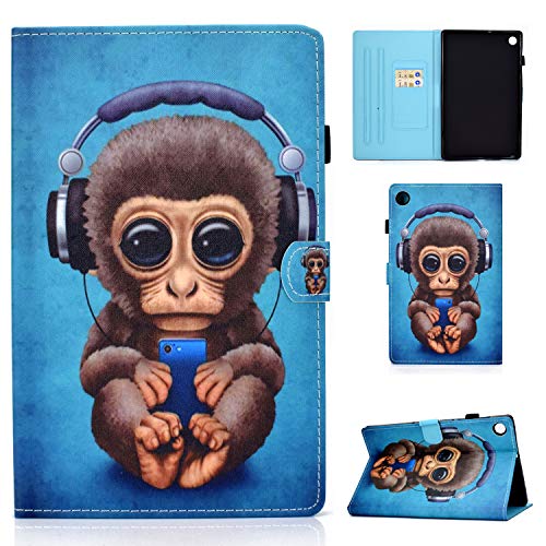 CASAFUNY Hülle für Samsung Galaxy Tab A8 2022/2021 PU Leder Schutzhülle Cover mit Standfunktion Wallet Cover Case für Samsung Galaxy Tab A8 10.5" (SM-X200/X205/X207) Tablet, Kopfhörer-AFFE von CASAFUNY