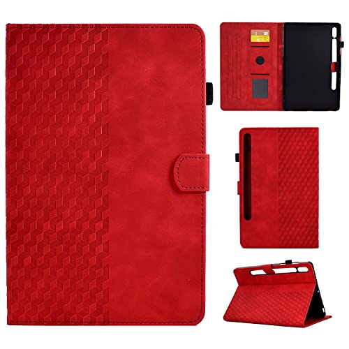 CASAFUNY Hülle für Samsung Galaxy Tab S8 2022/ Galaxy Tab S7 2020, PU Leder Tablette Schützhülle Multi-Winkel Ständer Cover Case mit Auto Schlaf/Wach für Samsung Tab S8/Tab S7 11 Zoll, Rot von CASAFUNY