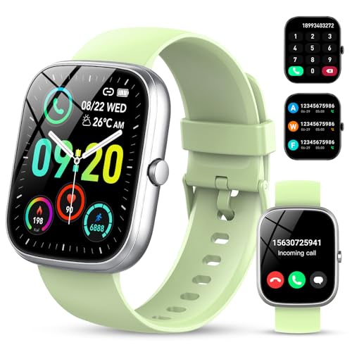 Smartwatch Damen Herren mit Telefonfunktion 1,91"Voll Touch Smart watch mit 100Sportmodi,IP68 Wasserdicht Sportuhr, Fitnessuhr mit Puls-Schlaf-Monitor Schrittzähler, Uhr für Android iOS(hellgrün) von CASCHO