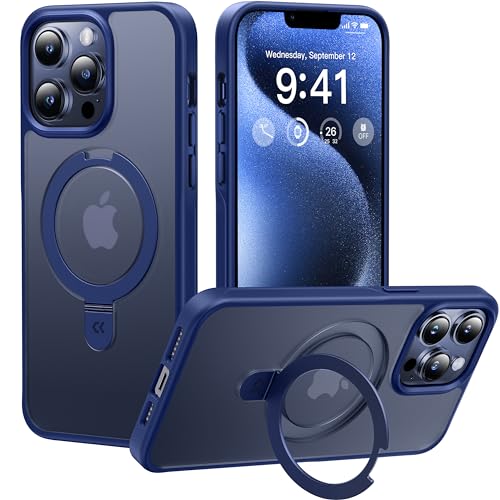 CASEKOO 2024 Neu Magic Stand für iPhone 13 Pro Max Hülle für MagSafe [Militärschutz] [Unsichtbarer Ständer] Stoßfeste Kratzfeste Schutzhülle Dünne Griffige Handyhülle Matte Case - Blau von CASEKOO