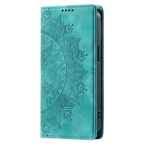 CASEONJAN Handyhülle für Samsung Galaxy A15 4G/5G Hülle, PU Leder Klapphülle [Kartenfach], Flip Wallet Case Handytasche Prägung Schutzhülle für Samsung A15 4G/5G (Vintage Grün) von CASEONJAN