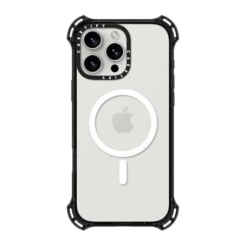 CASETiFY Bounce Schutzhülle für iPhone 16 Pro Max [Stoßfest / 6,5 m 6X Fallschutz in Militärqualität/kompatibel mit Magsafe] - Klar Schwarz von CASETiFY