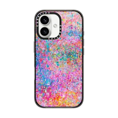 CASETiFY Impact Schutzhülle für iPhone 16, dünn, 2,5 m, 4 x Fallschutz in Militärqualität, kompatibel mit kabellosem Laden, My Neon Summer, klares Schwarz von CASETiFY