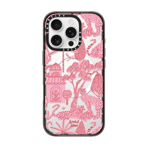 CASETiFY Impact Schutzhülle für iPhone 16 Pro, dünn, 2,5 m, 4 x Fallschutz in Militärqualität, kompatibel mit Magsafe, Geparden-Paradies-Paradies-Rosa, klares Schwarz von CASETiFY