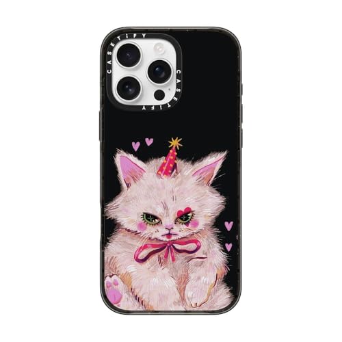 CASETiFY Impact Schutzhülle für iPhone 16 Pro Max, dünn, 2,5 m, 4 x Fallschutz in Militärqualität, kompatibel mit kabellosem Laden, Clown Kitty, transparent schwarz von CASETiFY