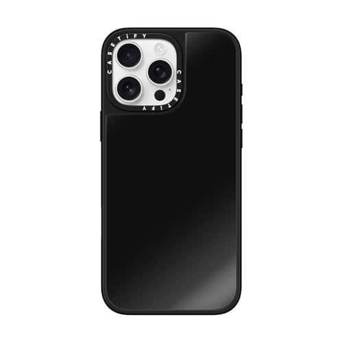 CASETiFY Spiegel iPhone 16 Pro Max Hülle [Reflektierend/1,5 m] 1 x Fallschutz in Militärqualität, kompatibel mit Magsafe, Schwarz auf Schwarz von CASETiFY