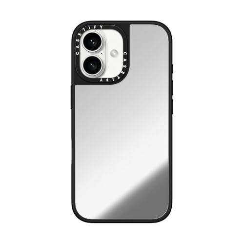 CASETiFY Verspiegelte iPhone-Hülle, reflektierend, 1,52 m, 1 x Fallschutz in Militärqualität, kompatibel mit Magsafe, Silber auf Schwarz von CASETiFY