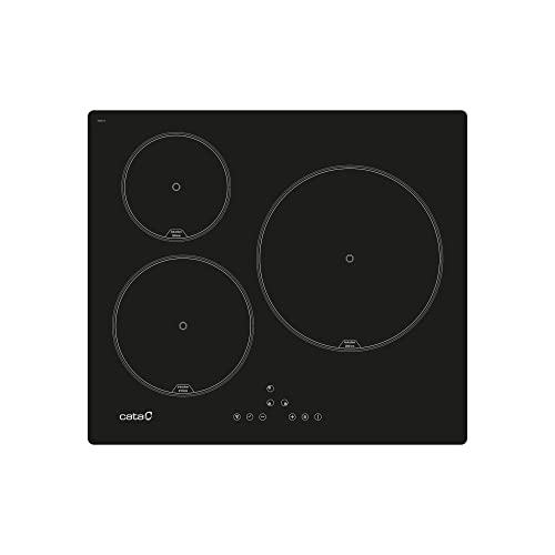 CATA IB 6303 BK Induktionskochfeld Farbe Schwarz 3 Kochzonen 9 einstellbare Leistungsstufen Touch-Steuerung mit Akustiksignal Leistung 7,1kW Breite 59 cm von CATA