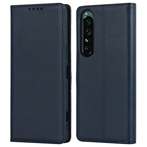 CAVOR Hülle Kompatibel mit Sony Xperia 1 IV,Flip Leder Geldbörse Handyhülle,[3 Kartenfach][Magnetverschluss][Ständerfunktion],Klapphülle Schutzhülle Handyhülle für Xperia 1 IV - Blau von CAVOR