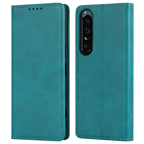 CAVOR Hülle Kompatibel mit Sony Xperia 1 IV,Flip Leder Geldbörse Handyhülle,[3 Kartenfach][Magnetverschluss][Ständerfunktion],Klapphülle Schutzhülle Handyhülle für Xperia 1 IV - Himmelblau von CAVOR