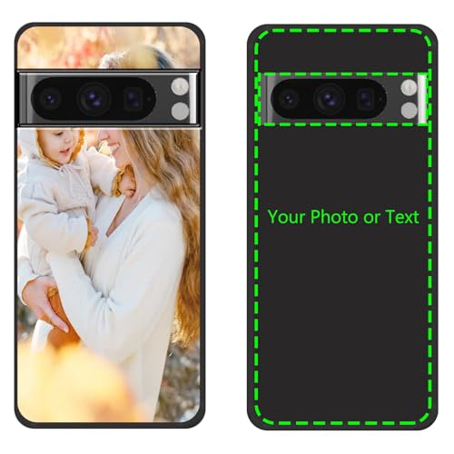 CAXKJE Black Personalisierte Schutzhülle für Google Pixel 8 Pro,mit Eigenem Foto Bild Text Individuelle Schutzhülle,Soft Silikon Handyhülle Ultra-dünne Stoßfestigkeit Case von CAXKJE