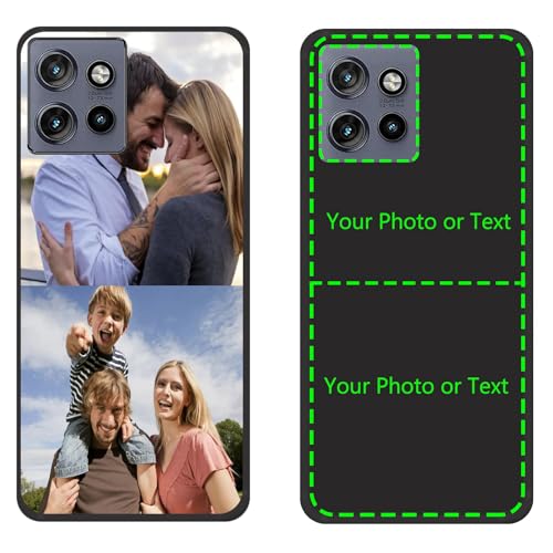 CAXKJE Black Personalisierte Schutzhülle für Motorola Moto G75,mit Eigenem Foto Bild Text Individuelle Schutzhülle,Soft Silikon Handyhülle Ultra-dünne Stoßfestigkeit Case - 2P von CAXKJE