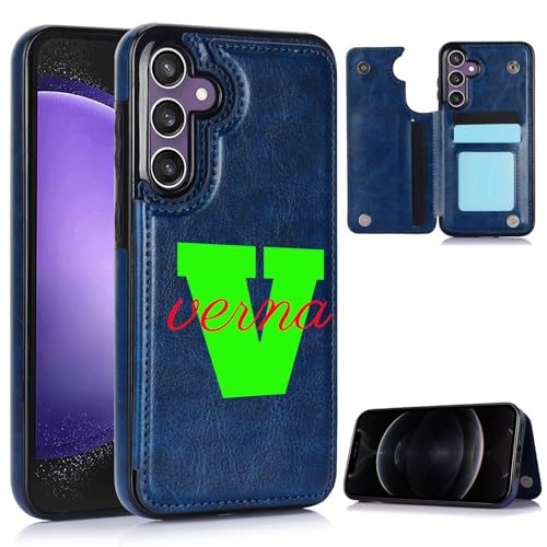 CAXKJE Blue Personalisierte Schutzhülle für Samsung Galaxy A13 4G,mit Eigenem Name Text Personalisierte Schutzhülle,Leder Handyhülle Stoßfestigkeit Case,K-Blue von CAXKJE