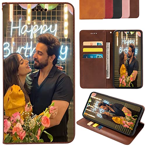 CAXKJE Lederhülle für Blackview Wave 8C Personalisierte Handy Hülle,mit Eigenem Foto Bild Text Individuelle Schutzhülle,Leder Flip Case Schutzhülle Stoßfest Hülle - Brown von CAXKJE