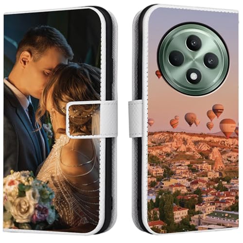 CAXKJE Lederhülle für Honor Magic7 Pro Personalisierte Handy Hülle,mit Eigenem Foto Bild Text Individuelle Schutzhülle,Leder Flip Case Schutzhülle Stoßfest Hülle -SAMHD-White von CAXKJE