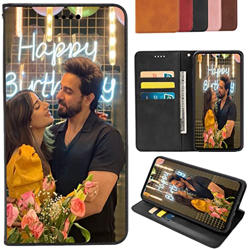 CAXKJE Lederhülle für Samsung Galaxy A51 5G Personalisierte Handy Hülle,mit Eigenem Foto Bild Text Individuelle Schutzhülle,Leder Flip Case Schutzhülle Stoßfest Hülle - Black-ZT2 von CAXKJE