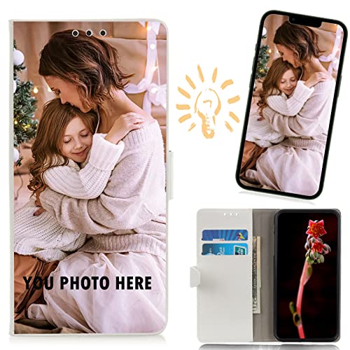 CAXKJE Lederhülle für ZTE Blade V70 MAX Personalisierte Handyhülle,mit Eigenem Foto Bild Text Individuelle Schutzhülle,Leder Flip Case Schutzhülle Stoßfest Bumper Hülle - White von CAXKJE