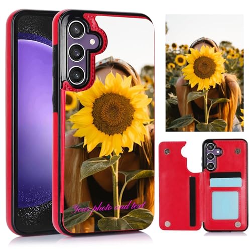 CAXKJE Red Personalisierte Schutzhülle für Samsung Galaxy A21S,mit Eigenem Foto Bild Text Individuelle Schutzhülle,Leder Handyhülle Stoßfestigkeit Case,K-Red von CAXKJE