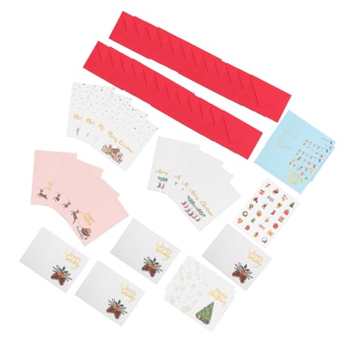 CAXUSD 49 Stk weihnachtsbrief weihnachtskarte set Geschäftsfeiertags-Weihnachtskarten Umschläge für Weihnachtskarten klassische Weihnachtssegenkarten Weihnachtskarten aus Papier Aufkleber von CAXUSD