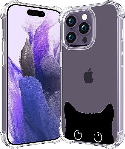 CCFUNCASE Schutzhülle für iPhone 14 Promax, niedlich, transparent, für Damen, Pro Max, robust, Motiv: schwarze Katze, Tier von CCFUNCASE