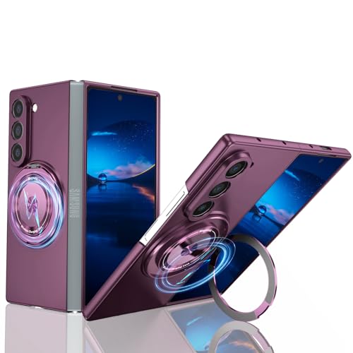 CCSamll Magnetische Handyhülle für Samsung Galaxy Z Fold 6 5G, kompatibel mit Magsafe, schlanke, dünne, stoßfeste Schutzhülle mit 360° drehbarem Ringständer, für Samsung Galaxy Z Fold6, XCX Weinrot von CCSmall