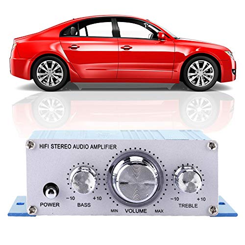 Digital Verstärker, Hi-Fi Audio Musik Digital Stereo Verstärker Aluminiumlegierung Gehäuse mit Höhen/Bass/Lautstärkeregler, Unterstützt USB/MP3/FM/SD/DVD für Autos von CCYLEZ