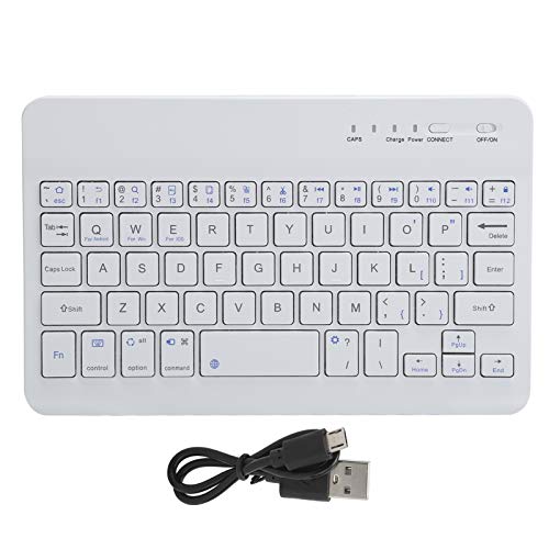 Kleine -Tastatur mit 59 Tasten, Tragbare Universal-Bluetooth-Tablet-Tastatur mit 59 Tasten, Tablet-Computerzubehör Weiß 7 Zoll HB028, Keine Numerische Tastatur von CCYLEZ