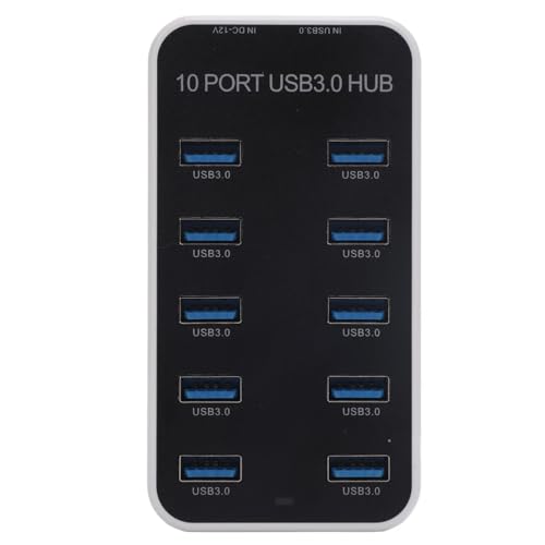 USB 3.0-Hub-Dockingstation, 10 Ports USB-Splitter-Hub, Schnelle Datenübertragung, USB-Expander für Laptop, Desktop, TV, Spielekonsole, DC12V-24V von CCYLEZ