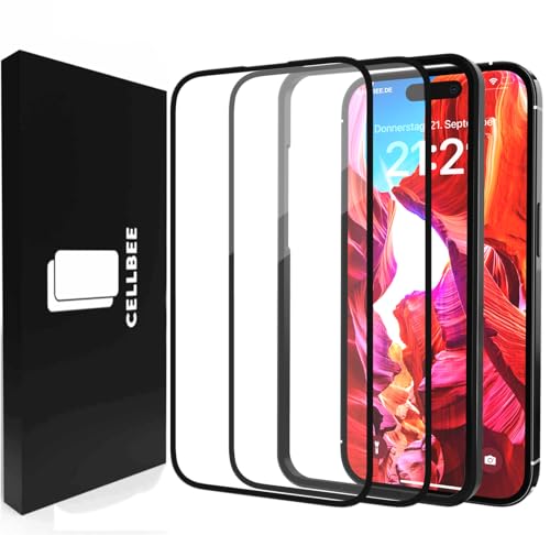 CELLBEE für iPhone 16 für Panzerglas Displayschutzfolie The Curved 2.0, inkl. Applikator, Unsichtbar, Premium, 4D Schutzfolie, Glas Panzerfolie 2 Stück von CELLBEE