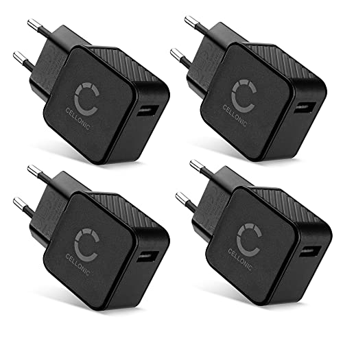 CELLONIC Schnelles Laden: USB Ladegerät (4Pack) für Handy Smartphone Tablet Kamera Lautsprecher UVM - Ladeadapter mit 5W Schnellladegerät, Ladestecker/USB Lader von CELLONIC