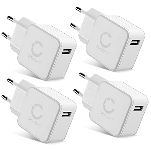 CELLONIC Schnelles Laden: USB Ladegerät (4Pack) für Handy Smartphone Tablet Kamera Lautsprecher UVM - Ladeadapter mit 5W Schnellladegerät, Ladestecker/USB Lader von CELLONIC