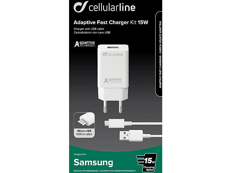 CELLULAR LINE Adaptive Fast Charger Kit 15 Watt Ladegerät Samsung, Weiß CELLULAR LINE Adaptive Fast Charger Kit 15 Watt Ladegerät Samsung, Weiß von CELLULAR LINE