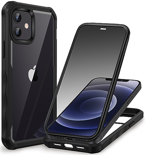 CENHUFO Sichtschutz Hülle für iPhone 12/iPhone 12 Pro, 360 Grad Handyhülle Schutzhülle mit Eingebautem Privacy Panzerglas Displayschutz Stoßfest Panzerhülle Anti Spy Cover Outdoor Case - Schwarz von CENHUFO