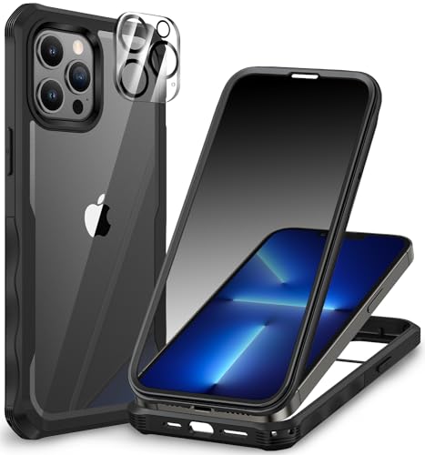 CENHUFO Sichtschutz Hülle für iPhone 13 Pro, mit Eingebautem Privacy Panzerglas Displayschutz und Kameraschutz, 360 Grad Handyhülle Schutzhülle Stoßfest Panzerhülle Anti Spy Cover Case - Schwarz von CENHUFO