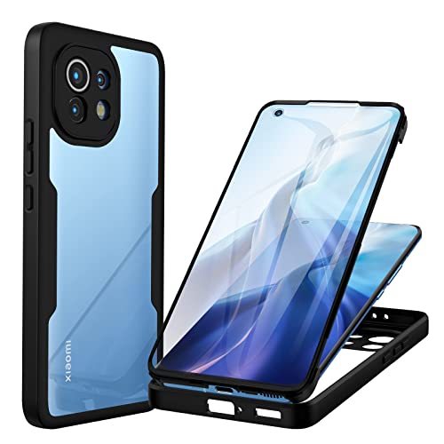 CENHUFO für Xiaomi Mi 11 5G Hülle, 360 Grad Schutzhülle Stoßfest Panzerhülle mit Eingebautem Displayschutz Robust Bumper Full Cover Outdoor Case komplett Handyhülle für Xiaomi Mi 11 5G - Schwarz von CENHUFO