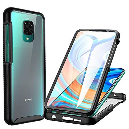 CENHUFO für Xiaomi Redmi Note 9S Hülle, Xiaomi Redmi Note 9 Pro Hülle 360 Grad Handyhülle Stoßfest Schutzhülle Panzerhülle mit Eingebautem Displayschutz Outdoor Bumper Full Cover Case - Schwarz von CENHUFO