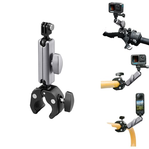 CERFFOOL Fahrradhalterung Motorrad-Griffhalterung für GoPro Hero 13 12 11 für Insta360 X4 X3 Ace Pro Go 3S für Mobile 6 360°Drehbar mit 1/4 Gewinde Adapter Action-Kamera-Zubehör von CERFFOOL