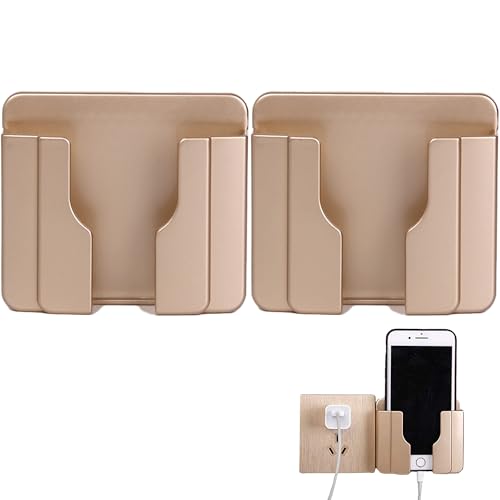 CERFFOOL Halterung Handy-Ladegerät Wand Montiert Handy Ständer Fernbedienungs Aufbewahrungskoffer Wandhalterung für Smartphones Ladekabel Selbstklebende Halter (Gold x 2 PCS) von CERFFOOL