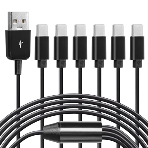 CERRXIAN 5 Fuß USB 1-Stecker auf 6 USB-C-Splitter-Y-Kabel, Typ-C-Y-Splitter unterstützt Datenübertragung für Typ-C-Festplatten, Tastatur und Maus von CERRXIAN