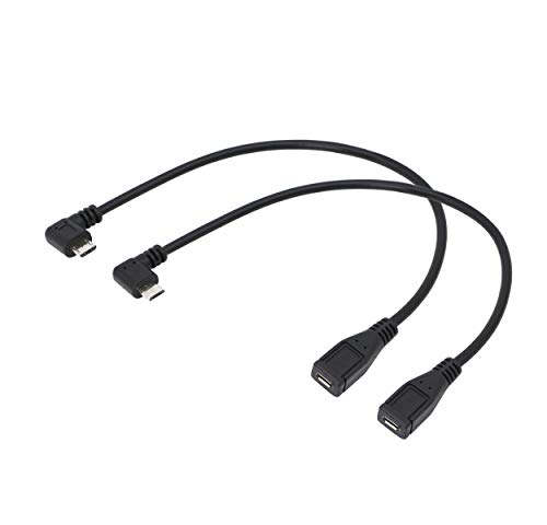 Daten-, Lade- und Synchronisierungskabel, Cerrxian, 22,9 cm, links- & rechtswinkliges Micro-USB-Kabel für Samsung, HTC, Motorola, Nokia, Android und mehr (1 Paar) von CERRXIAN