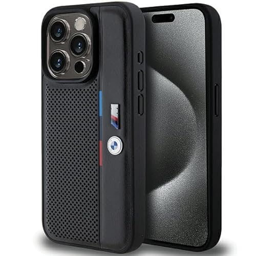 CG Mobile BMW BMHCP15L23PUPVK Hülle für iPhone 15 Pro 6.1" Schwarz hardcase Perforated Tricolor Line von CG MOBILE