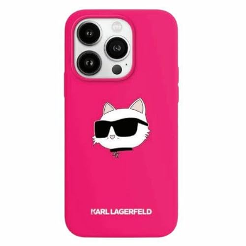 CG Mobile Karl Lagerfeld KLHMP15LSCHPPLF Hülle für iPhone 15 Pro 6.1" Rosa hardcase Silicone Choupette Head von CG MOBILE