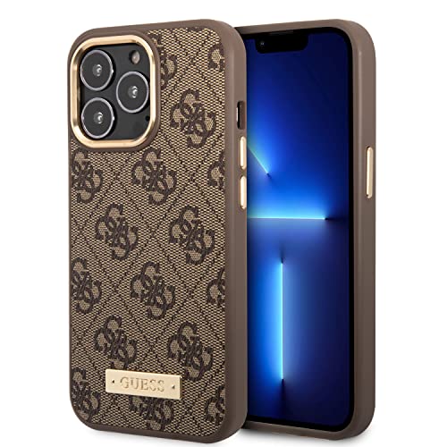 GUESS GUHMP14LU4GPRW Hülle für iPhone 14 Pro 6,1" braun/Brown Hard case 4G Logo Plate von CG MOBILE